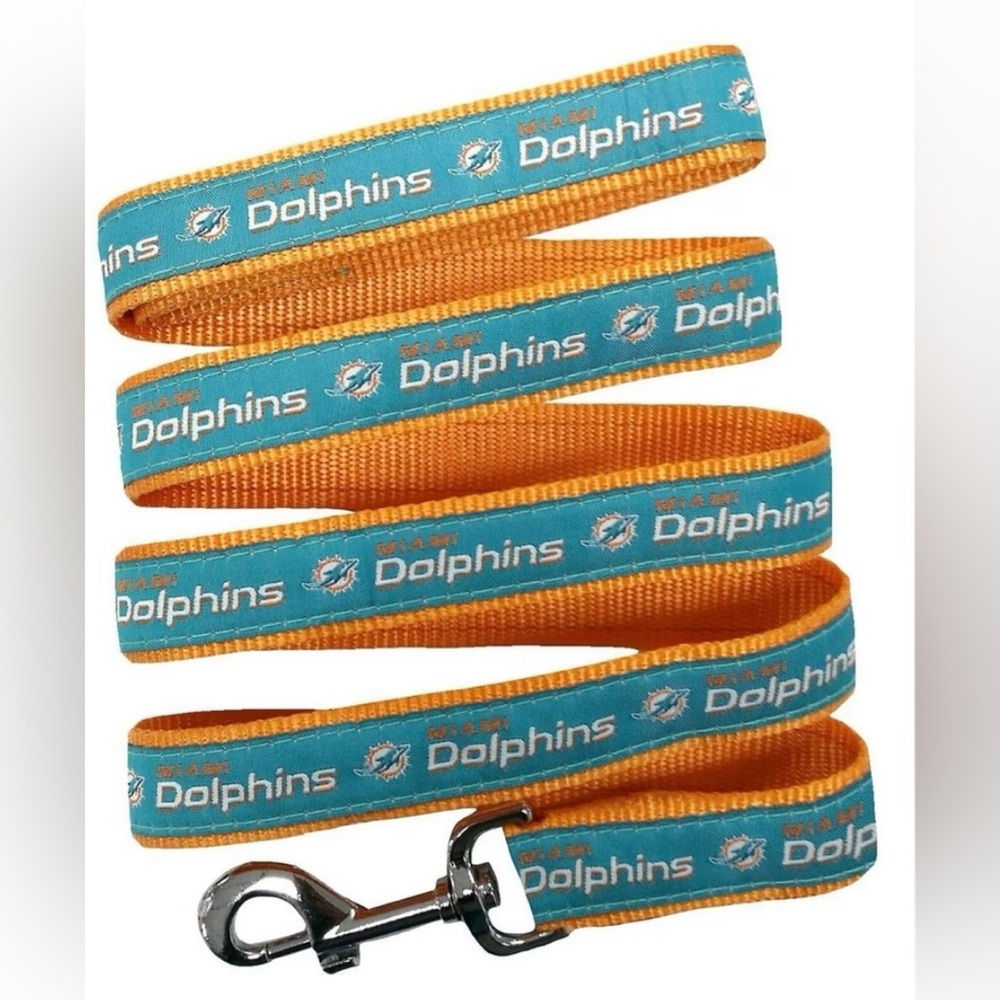 NWT Brand New NFL Miami Dolphins Nylon Dog Leash for Small Breeds